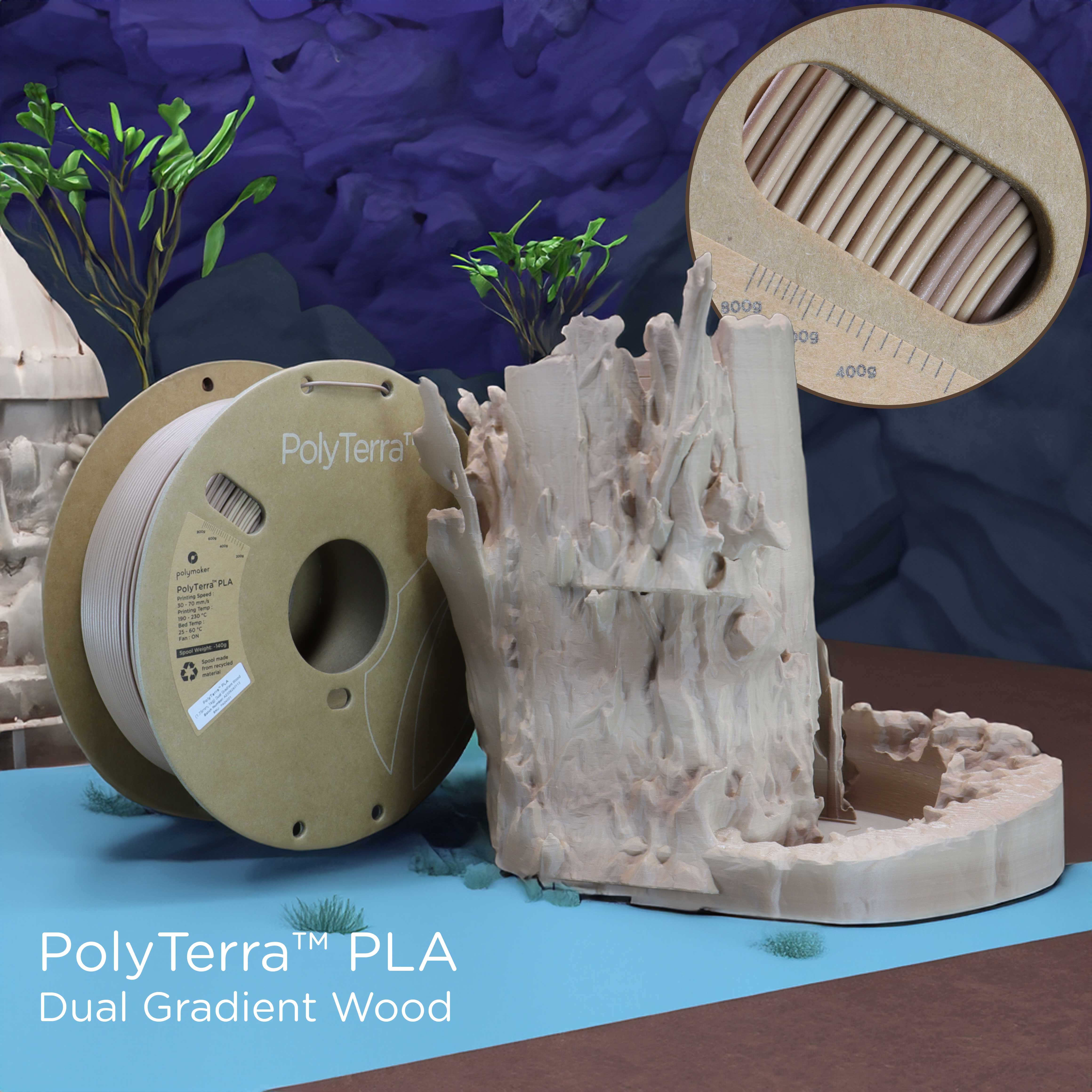 Polymaker PolyTerra™ Dual Gradient PLA - Wood [1.75mm] (29,90€/Kg)