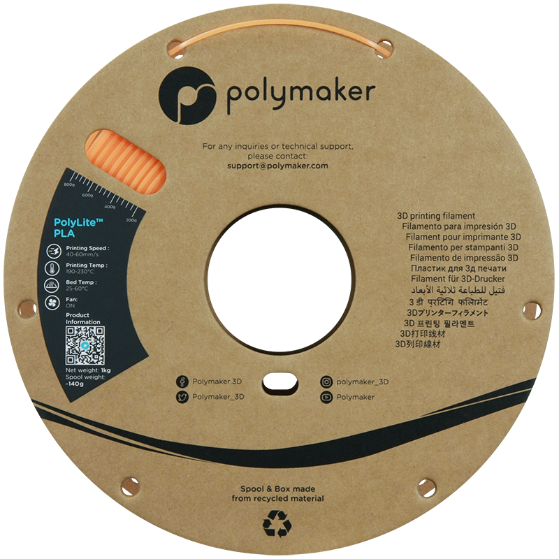 Polymaker PolyLite™ Luminous PLA - Orange [1.75mm] (32,90€/Kg)