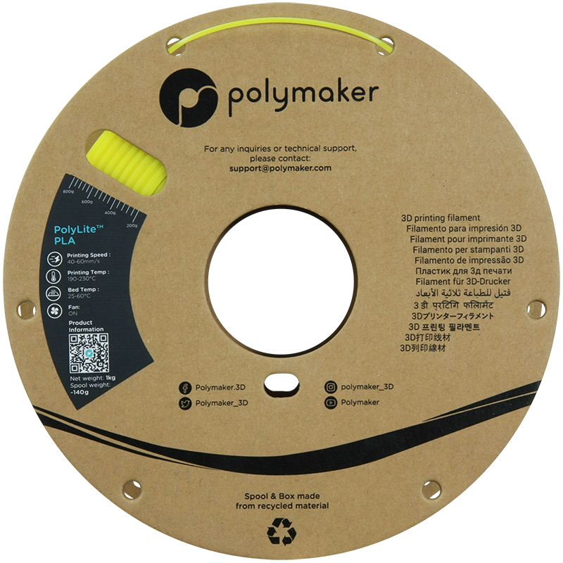 Polymaker PolyLite™ Luminous PLA - Yellow [1.75mm] (32,90€/Kg)