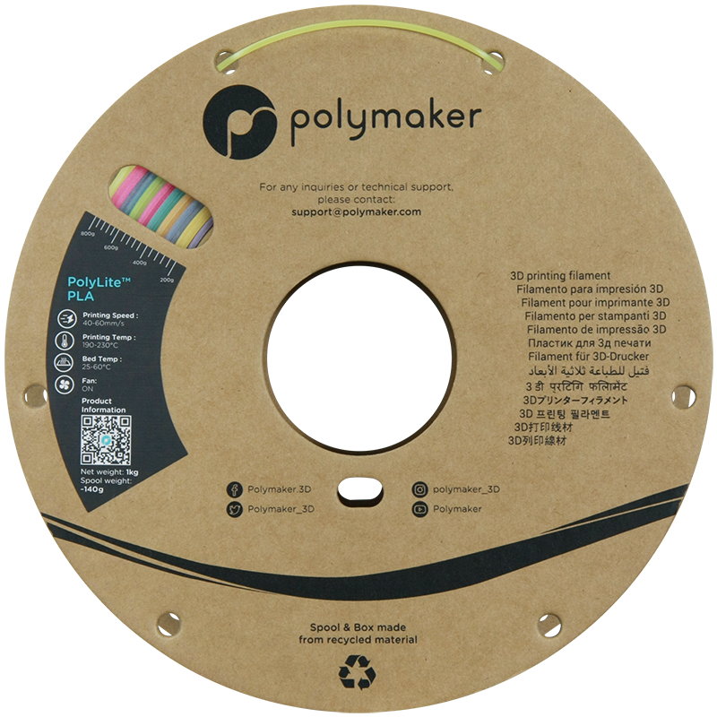 Polymaker PolyLite™ Luminous PLA - Rainbow [1.75mm] (32,90€/Kg)