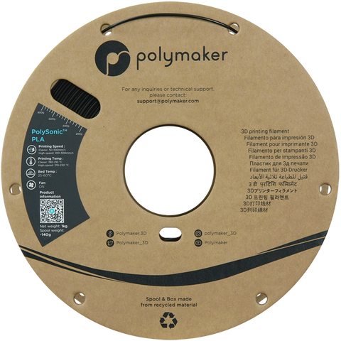 Polymaker PolySonic™ PLA - Black [1.75mm] (31,90€/Kg)