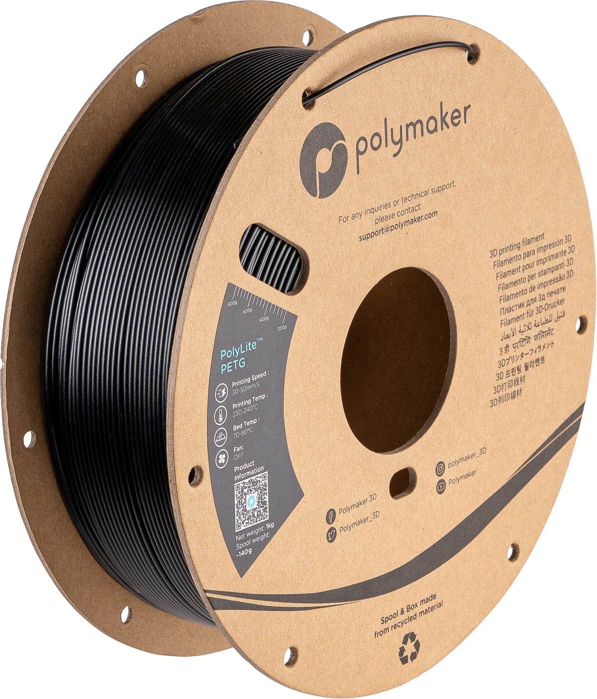 Polymaker PolyLite™ PETG - Black [1.75mm] (29,90€/Kg)