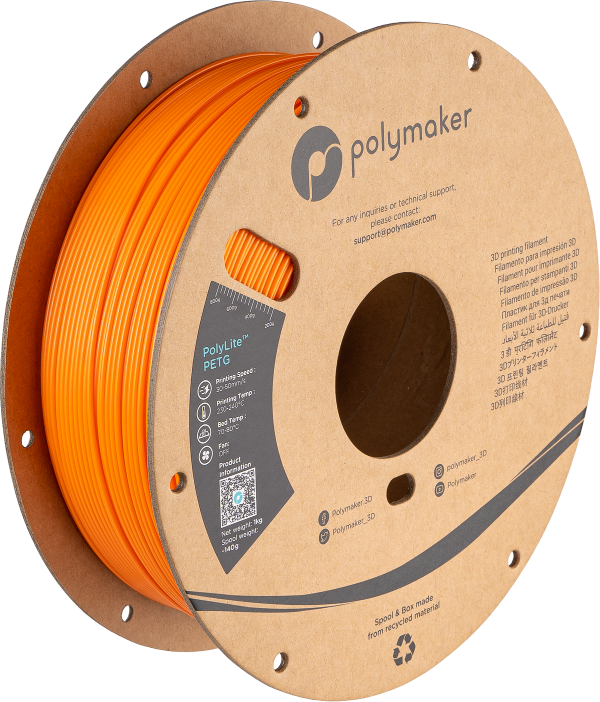 Polymaker PolyLite™ PETG - Orange [1.75mm] (29,90€/Kg)