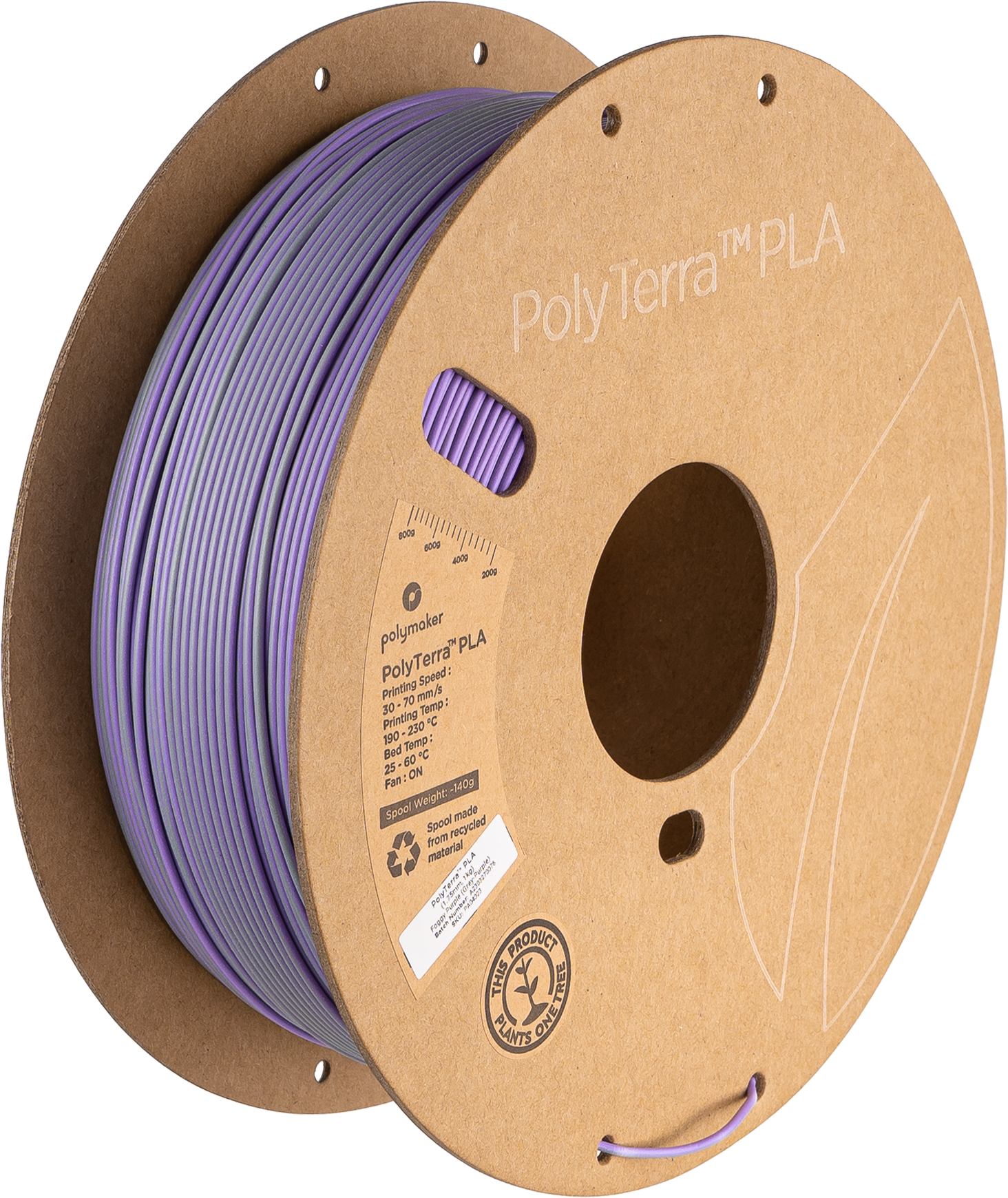 Polymaker PolyTerra™ Dual PLA - Foggy Purple (Grey-Purple) [1.75mm] (24,90€/Kg)