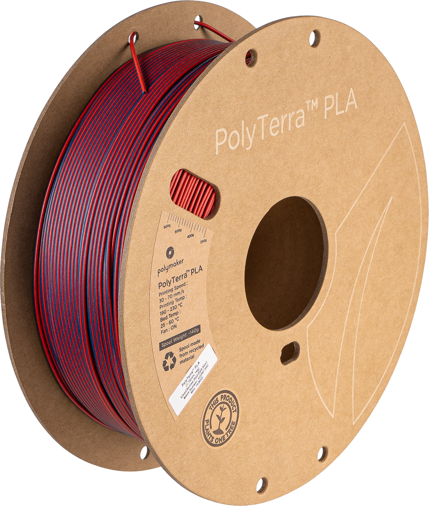 Polymaker PolyTerra™ Dual PLA - Mixed Berries (Red-Dark Blue) [1.75mm] (24,90€/Kg)