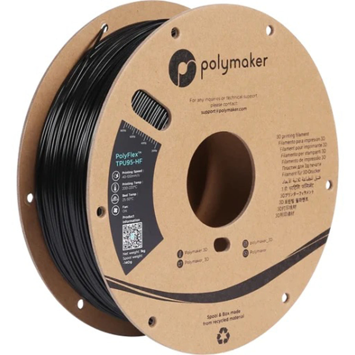 Polymaker PolyFlex™ TPU95 HF - Schwarz [1.75mm] (49,90€/Kg)