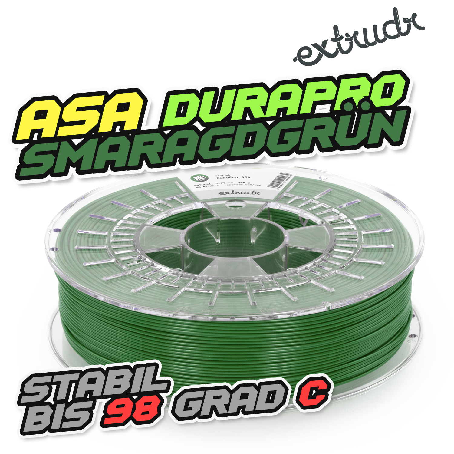 Extrudr ASA DuraPro - Smaragdgrün [1.75mm] (34,53€/Kg)