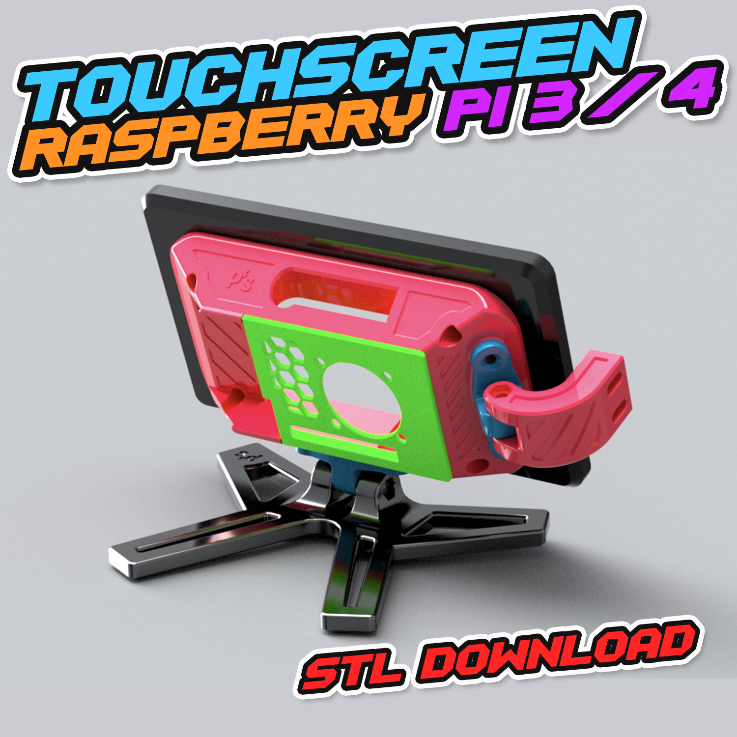 Touchscreen Raspberry Pi 3 / 4 Halter (STL Downloads)