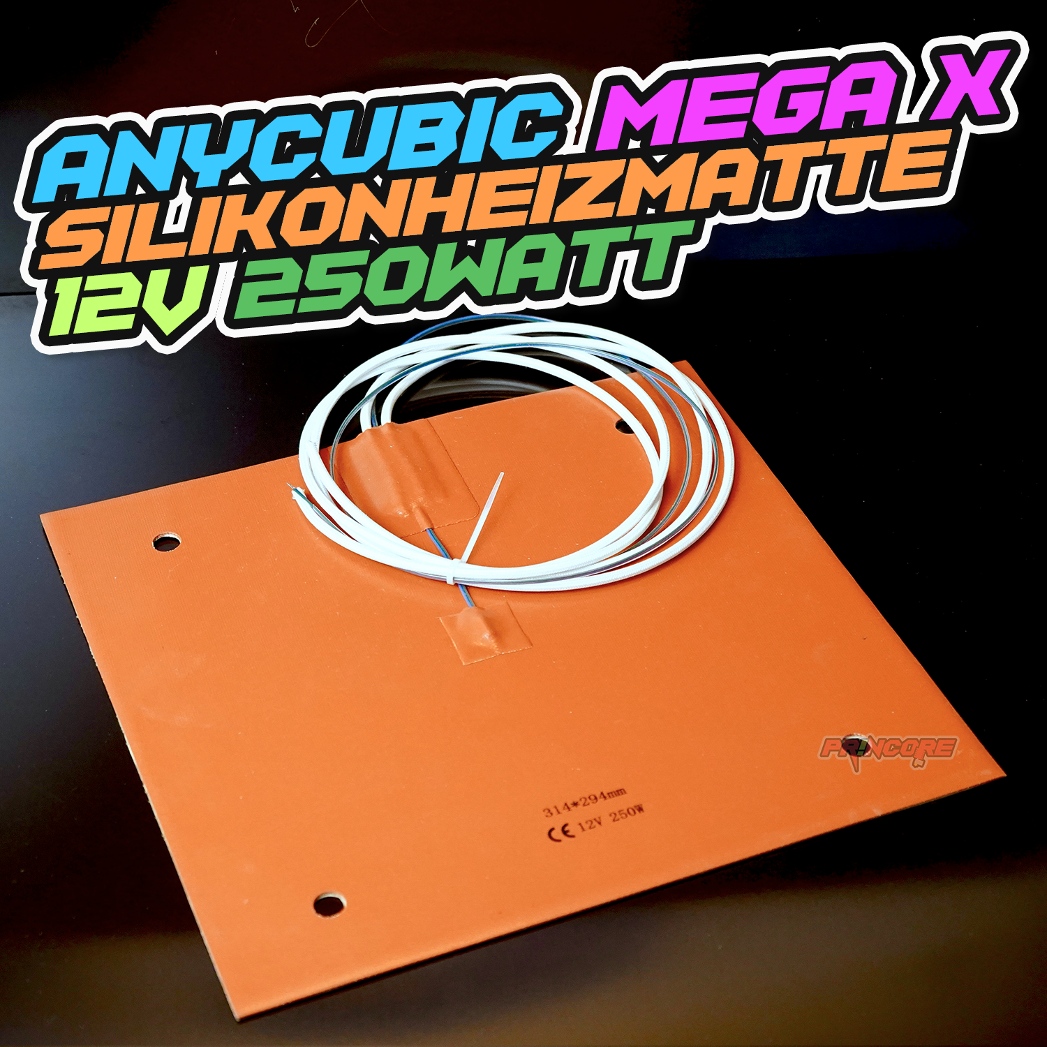 Anycubic MEGA X - Silikonheizmatte 12V 250Watt - 310x290mm