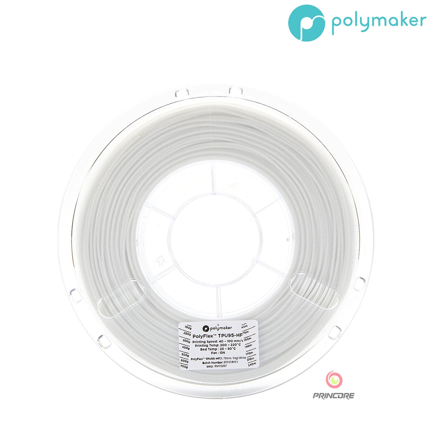 Polymaker PolyFlex™ TPU95 HF - Weiß [1.75mm] (49,90€/Kg)