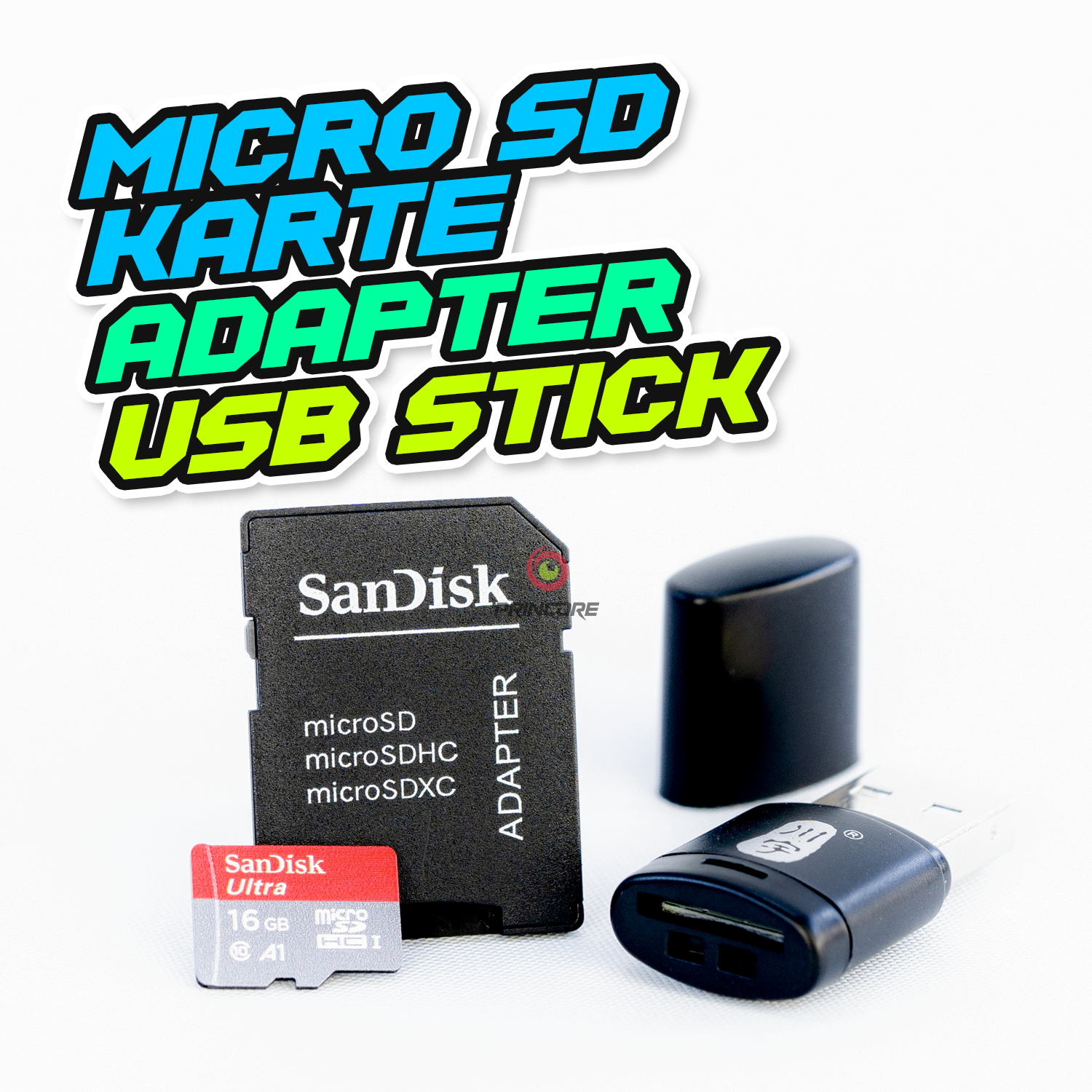 SanDisk Micro SD Karte 16GB + Adapter + USB-Stick