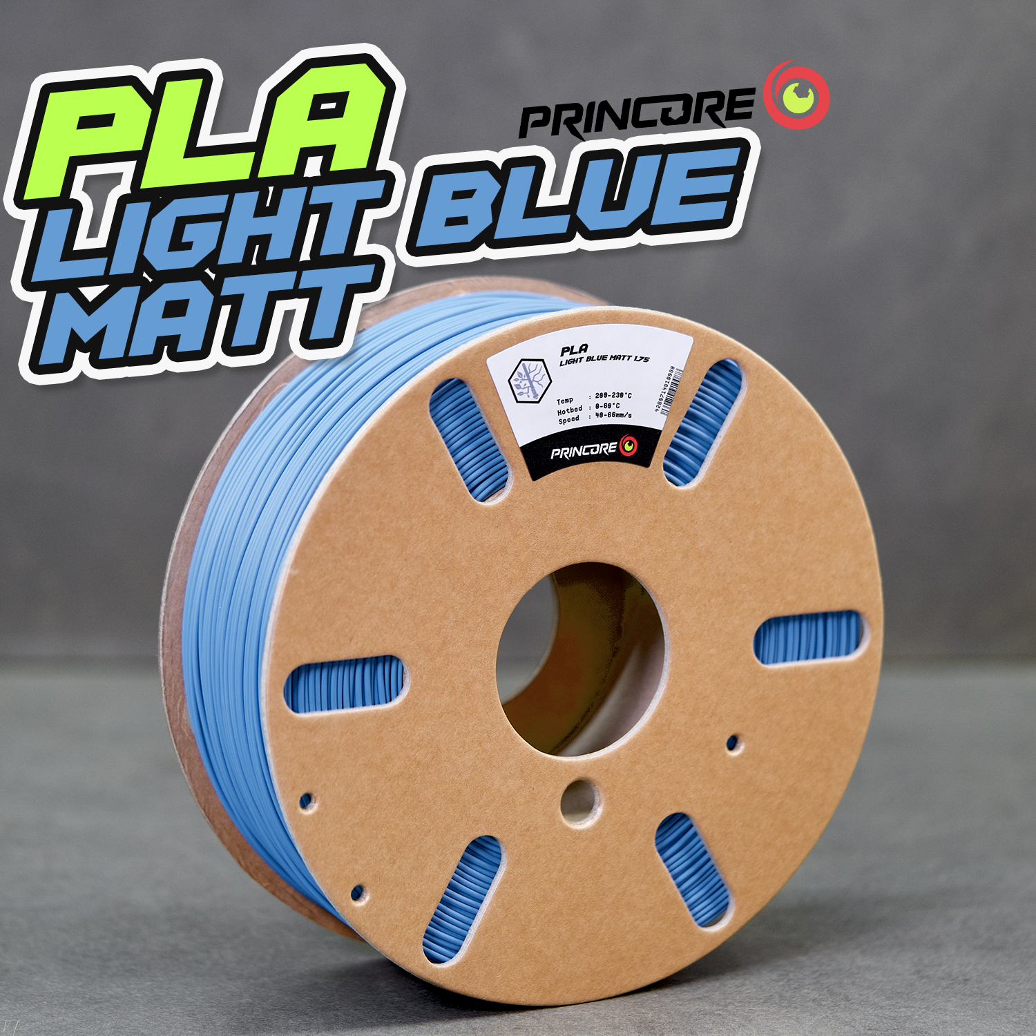 PRINCORE PLA - LIGHT BLUE MATT [1.75mm] (25,00€/Kg)