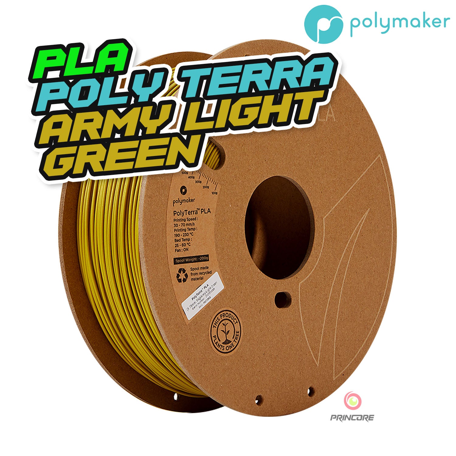 Polymaker PolyTerra™ PLA - Army Light Green [1.75mm] (19,90€/Kg)